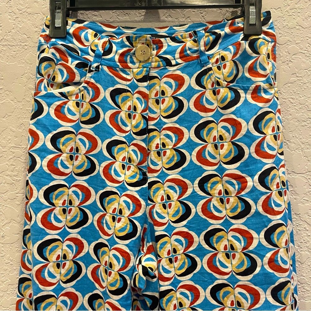 Zara Woman’s High Rise Pants Size: XS Preloved Blue,Tan,White. Boho
